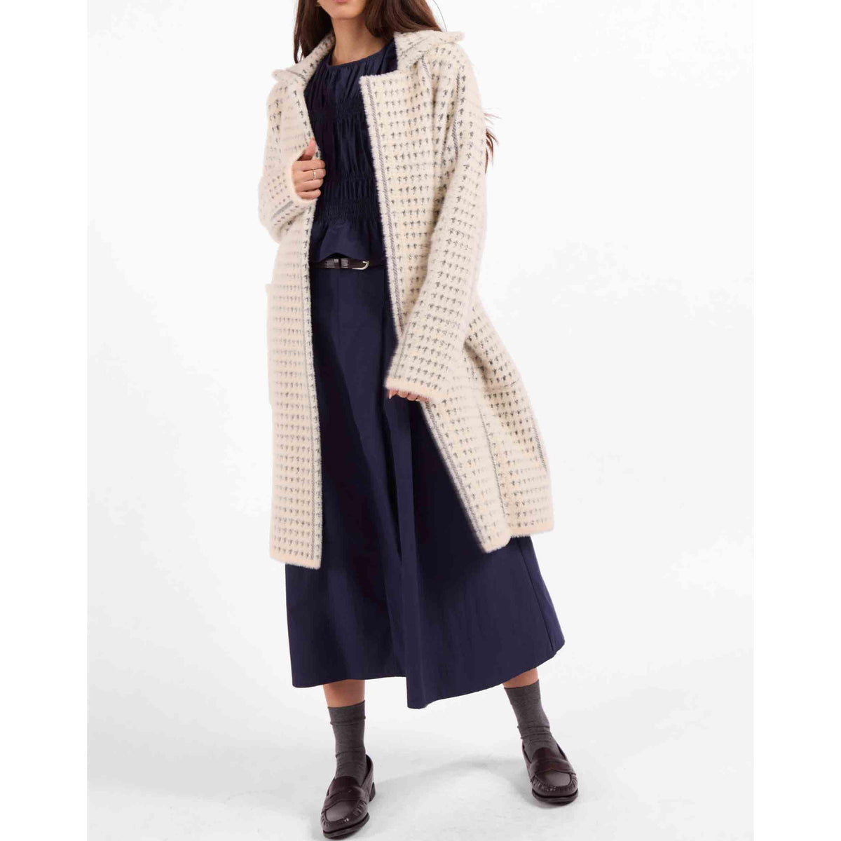 MARCEAU HOUNDSTOOTH COAT-LADIES LIGHTWEIGHT COATS & JACKETS-SAGE THE LABEL-JB Evans Fashions & Footwear