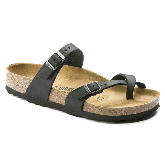 MAYARI OILED LEATHER BLACK-SANDALS-BIRKENSTOCK-JB Evans Fashions & Footwear