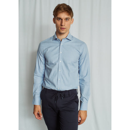 MCCOLLUM MODERN FIT MELANGE COTTON SHIRT-MENS SHIRTS-BRUUN STENGADE-JB Evans Fashions & Footwear