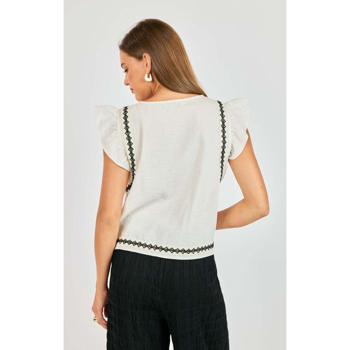 MEMORY LANE RUFFLE TOP-LADIES TOPS-SADIE & SAGE-JB Evans Fashions & Footwear