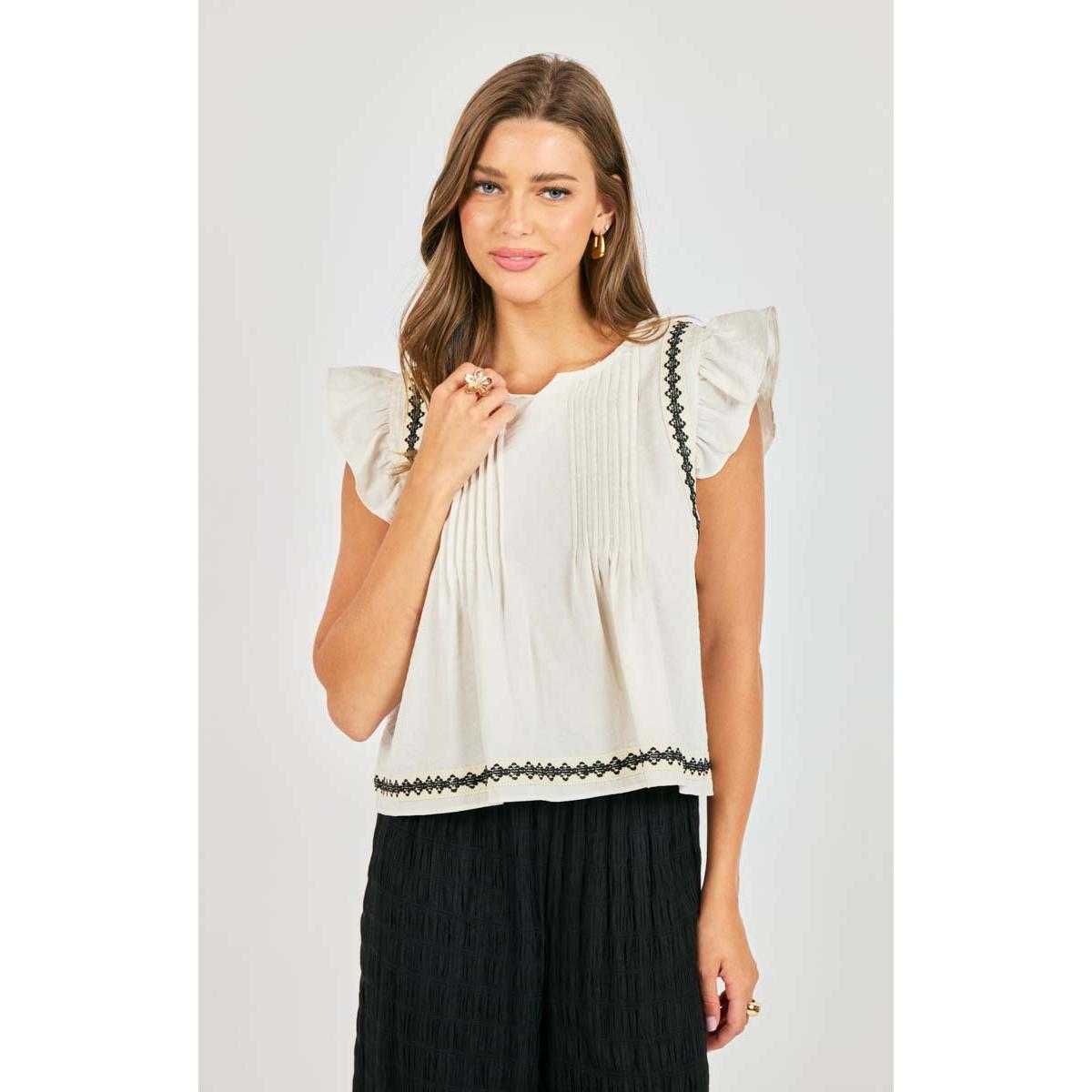 MEMORY LANE RUFFLE TOP-LADIES TOPS-SADIE & SAGE-JB Evans Fashions & Footwear