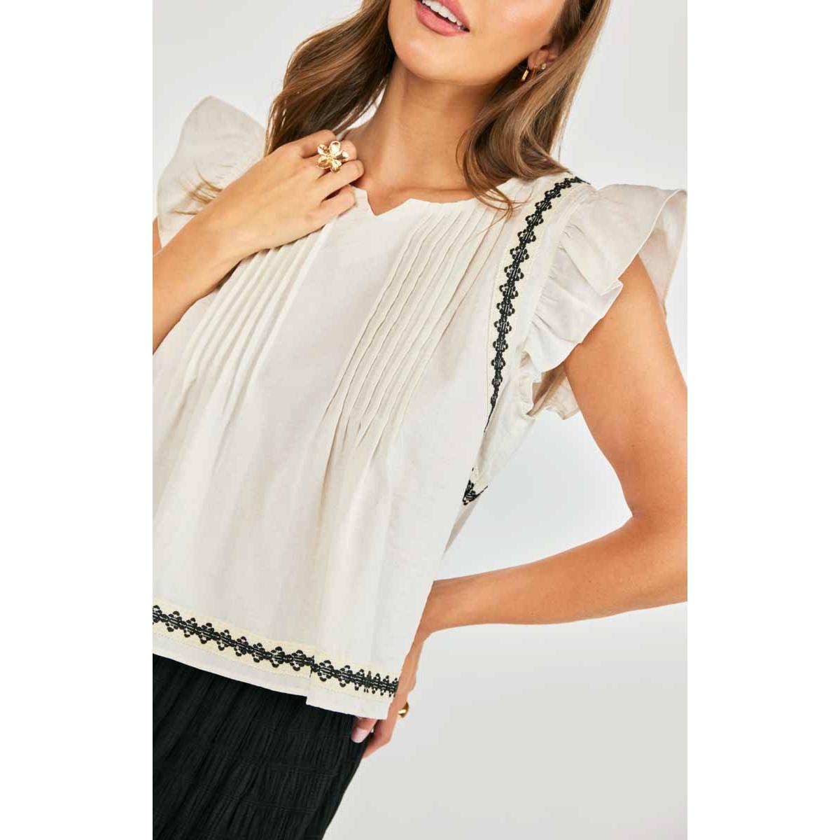 MEMORY LANE RUFFLE TOP-LADIES TOPS-SADIE & SAGE-JB Evans Fashions & Footwear