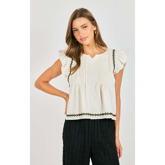MEMORY LANE RUFFLE TOP-LADIES TOPS-SADIE & SAGE-JB Evans Fashions & Footwear