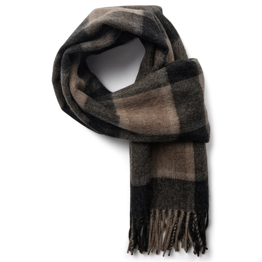 MERLIN BROWN CHECK-2402-01001-BRN-BRNWOOL-SCARVES-BRUUN STENGADE-JB Evans Fashions & Footwear