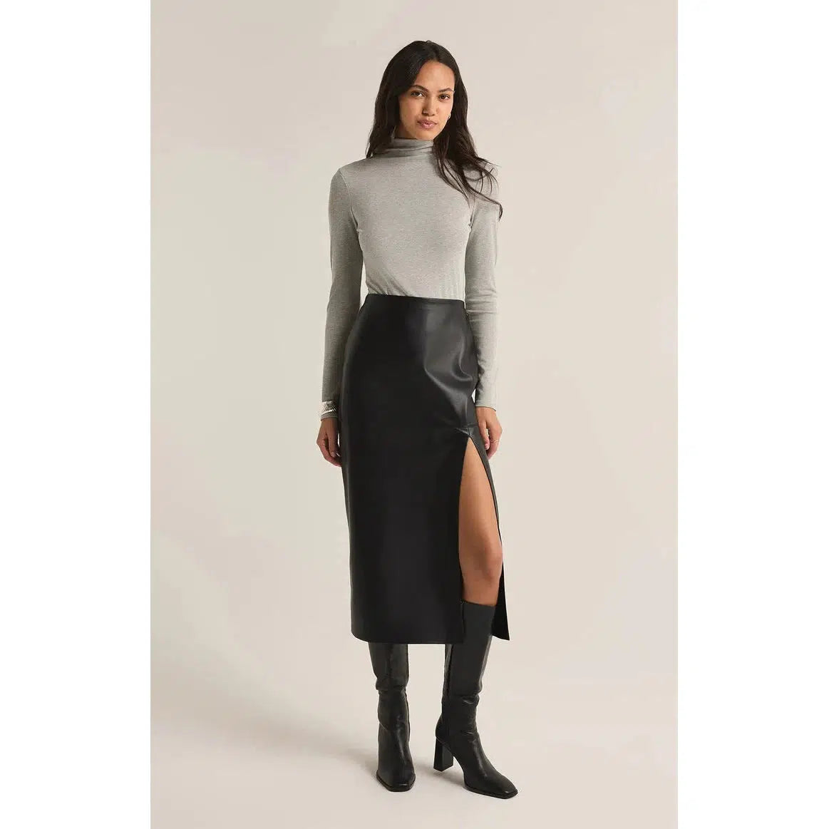 METROPOLITAN LEATHER SKIRT-SKIRTS-Z SUPPLY-JB Evans Fashions & Footwear