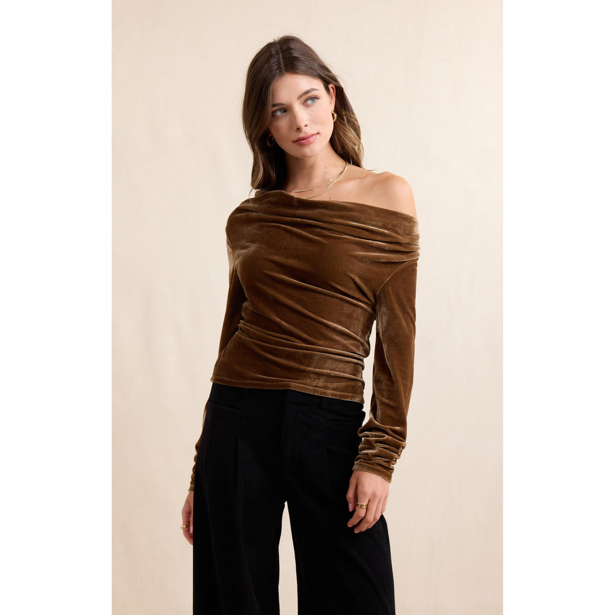 MIDNIGHT OIL VELVET COWLNECK KNIT TOP-LADIES TOPS-SADIE & SAGE-JB Evans Fashions & Footwear
