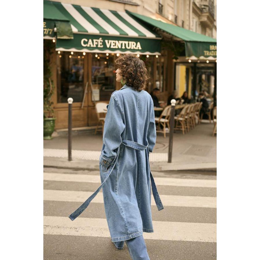MIKA DENIM TRENCHCOAT-LADIES LIGHTWEIGHT COATS & JACKETS-CREAM-JB Evans Fashions & Footwear