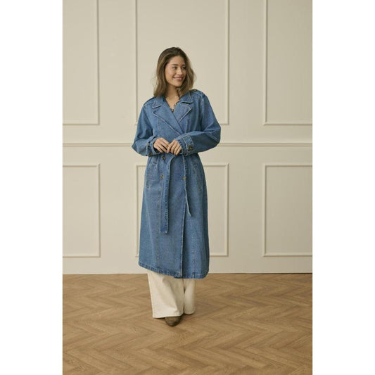 MIKA DENIM TRENCHCOAT-LADIES LIGHTWEIGHT COATS & JACKETS-CREAM-JB Evans Fashions & Footwear