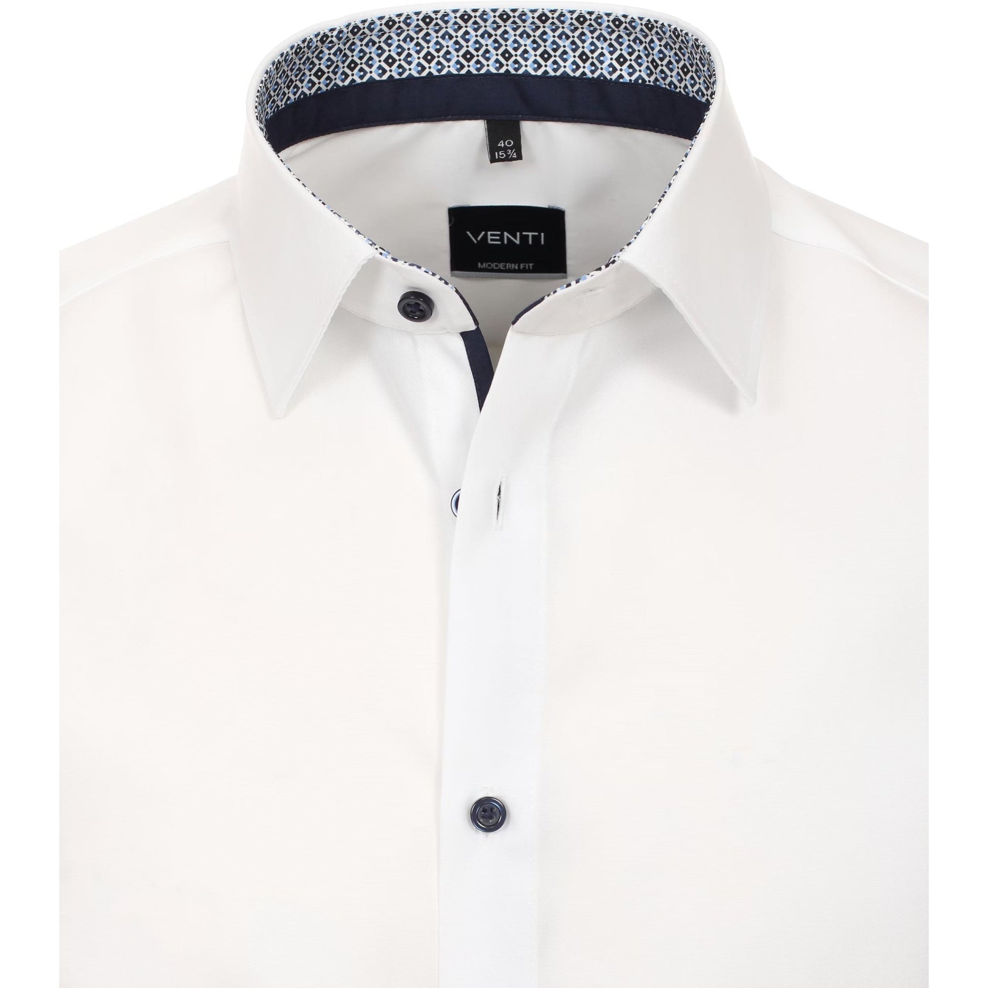 MODERN FIT CONTRAST NAVY BUTTON-MENS DRESS SHIRTS-VENTI-JB Evans Fashions & Footwear