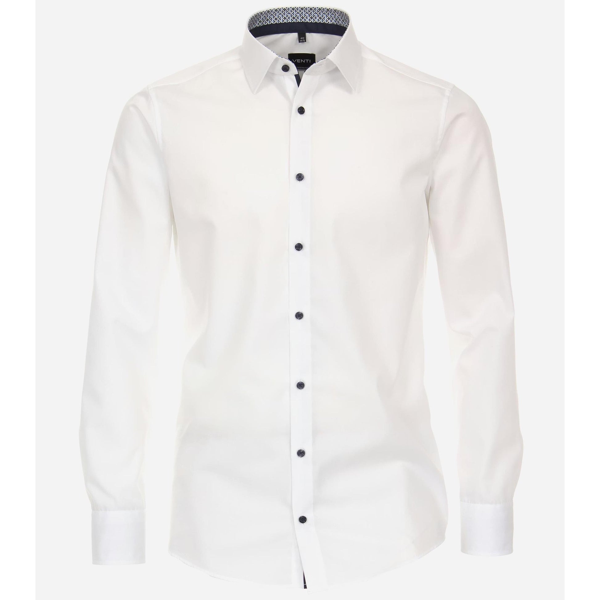 MODERN FIT CONTRAST NAVY BUTTON-MENS DRESS SHIRTS-VENTI-JB Evans Fashions & Footwear