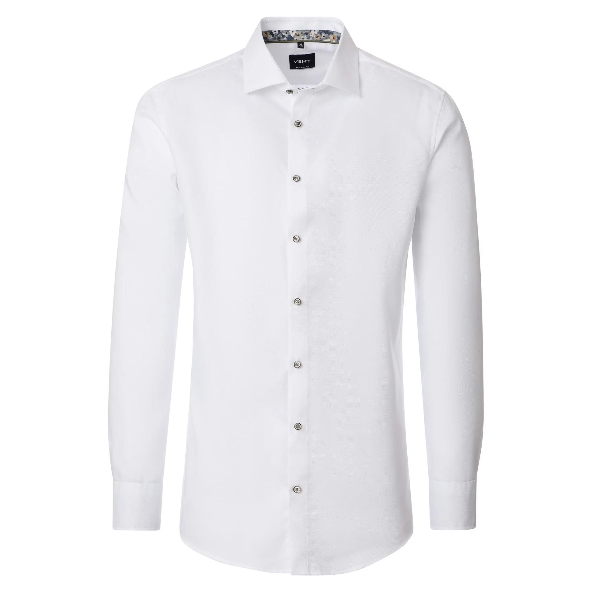 MODERN FIT STRUCTURE W/ BROWN BUTTON-MENS DRESS SHIRTS-VENTI-JB Evans Fashions & Footwear