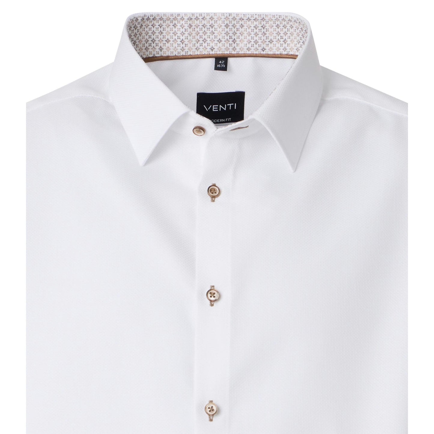 MODERN FIT TEXTURED WEAVE CONTRAST BUTTON-MENS DRESS SHIRTS-VENTI-JB Evans Fashions & Footwear