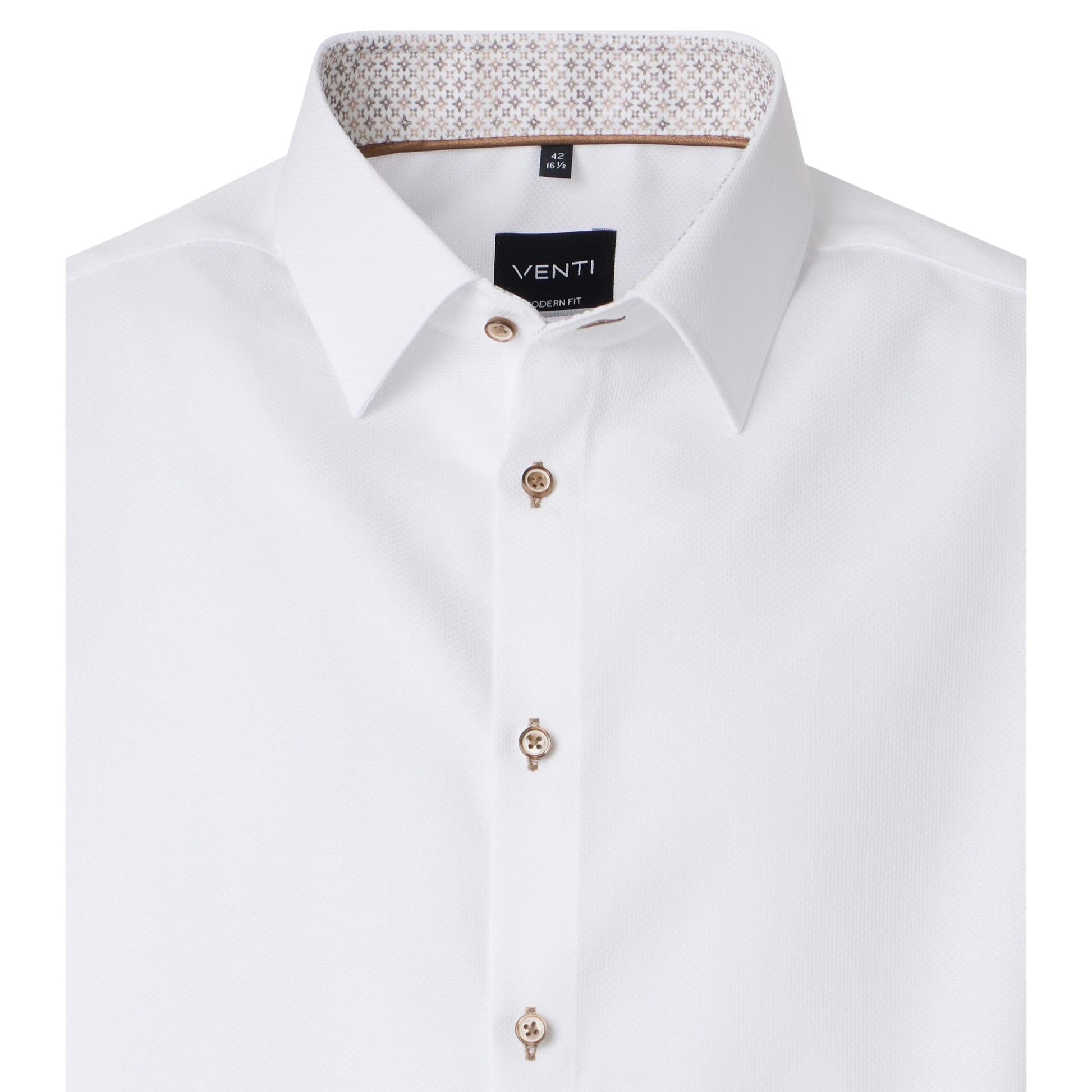 MODERN FIT TEXTURED WEAVE CONTRAST BUTTON-MENS DRESS SHIRTS-VENTI-JB Evans Fashions & Footwear