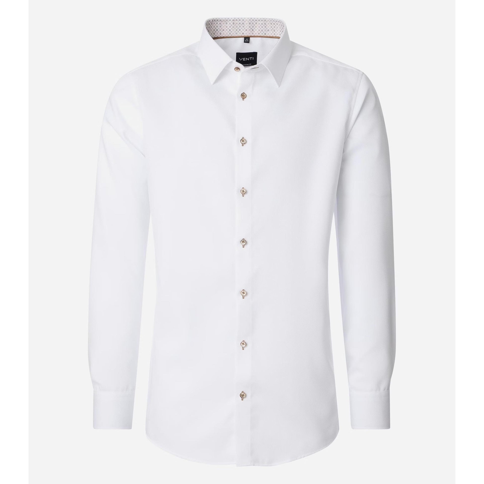 MODERN FIT TEXTURED WEAVE CONTRAST BUTTON-MENS DRESS SHIRTS-VENTI-JB Evans Fashions & Footwear