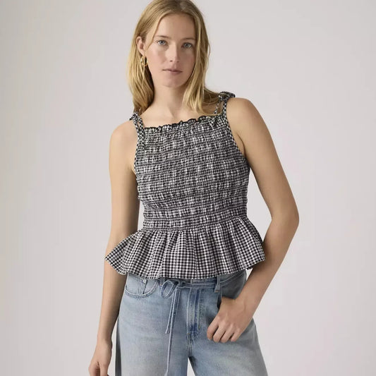 MONACO SLEEVLEESS DOBBY GINGHAM-LADIES TOPS-LEVIS-JB Evans Fashions & Footwear