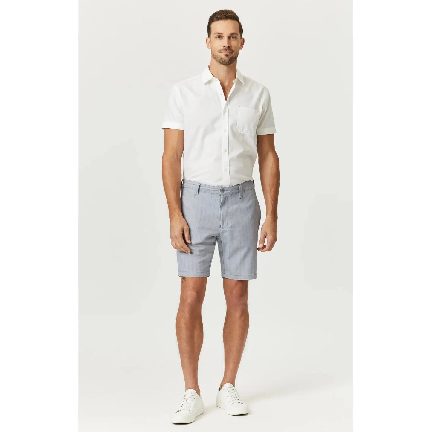 NOAH BLUE STRIPE LINEN-MENS SHORTS & SWIM-MAVI-JB Evans Fashions & Footwear