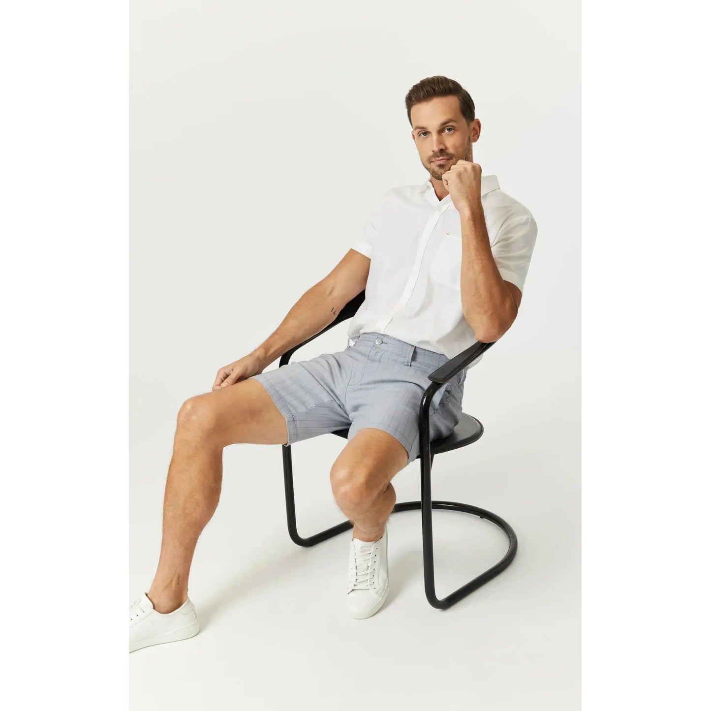 NOAH BLUE STRIPE LINEN-MENS SHORTS & SWIM-MAVI-JB Evans Fashions & Footwear