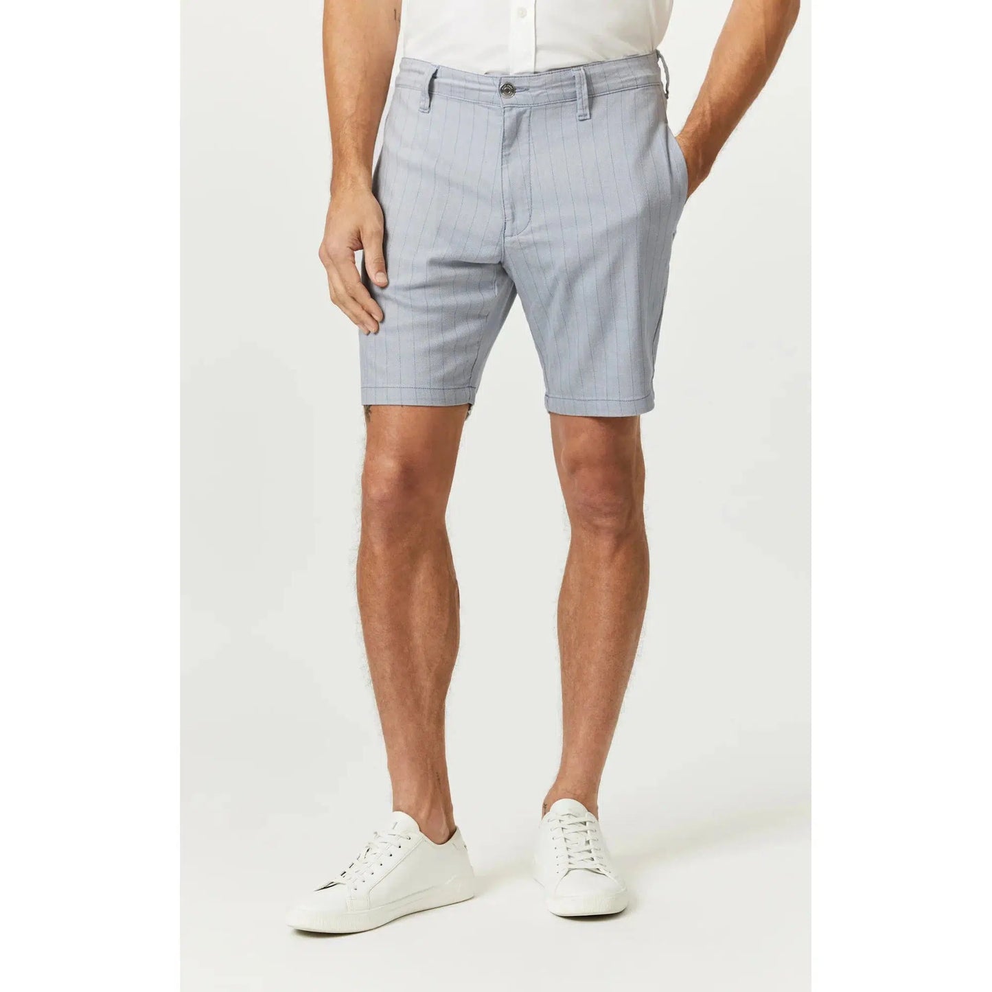 NOAH BLUE STRIPE LINEN-MENS SHORTS & SWIM-MAVI-JB Evans Fashions & Footwear