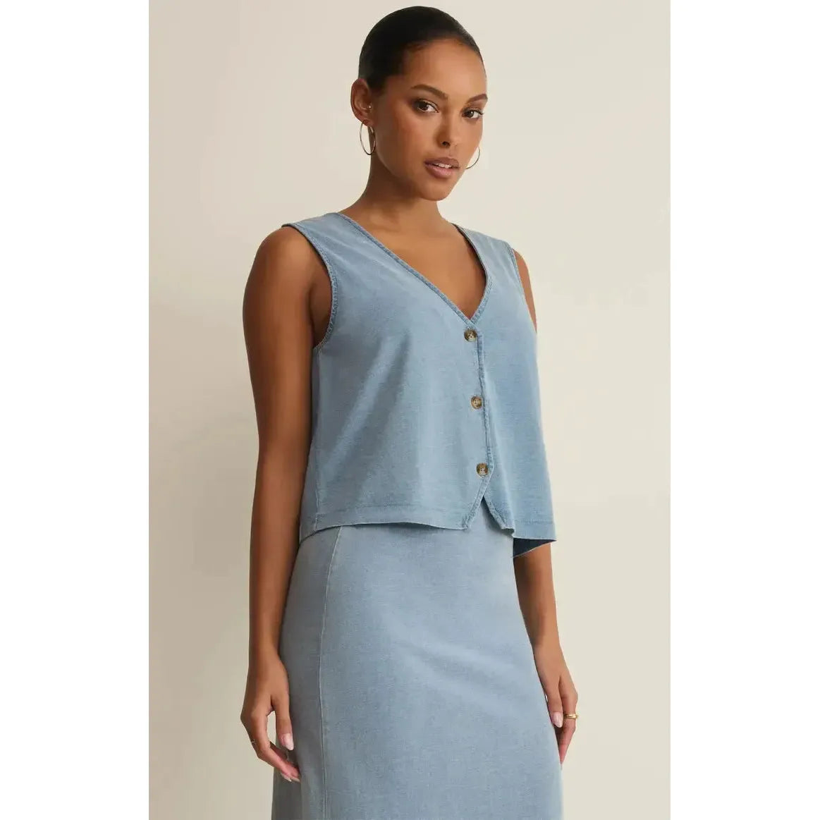 NOELLE JERSEY DENIM TOP-LADIES TOPS-Z SUPPLY-JB Evans Fashions & Footwear