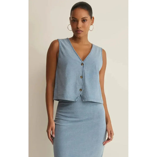 NOELLE JERSEY DENIM TOP-LADIES TOPS-Z SUPPLY-JB Evans Fashions & Footwear