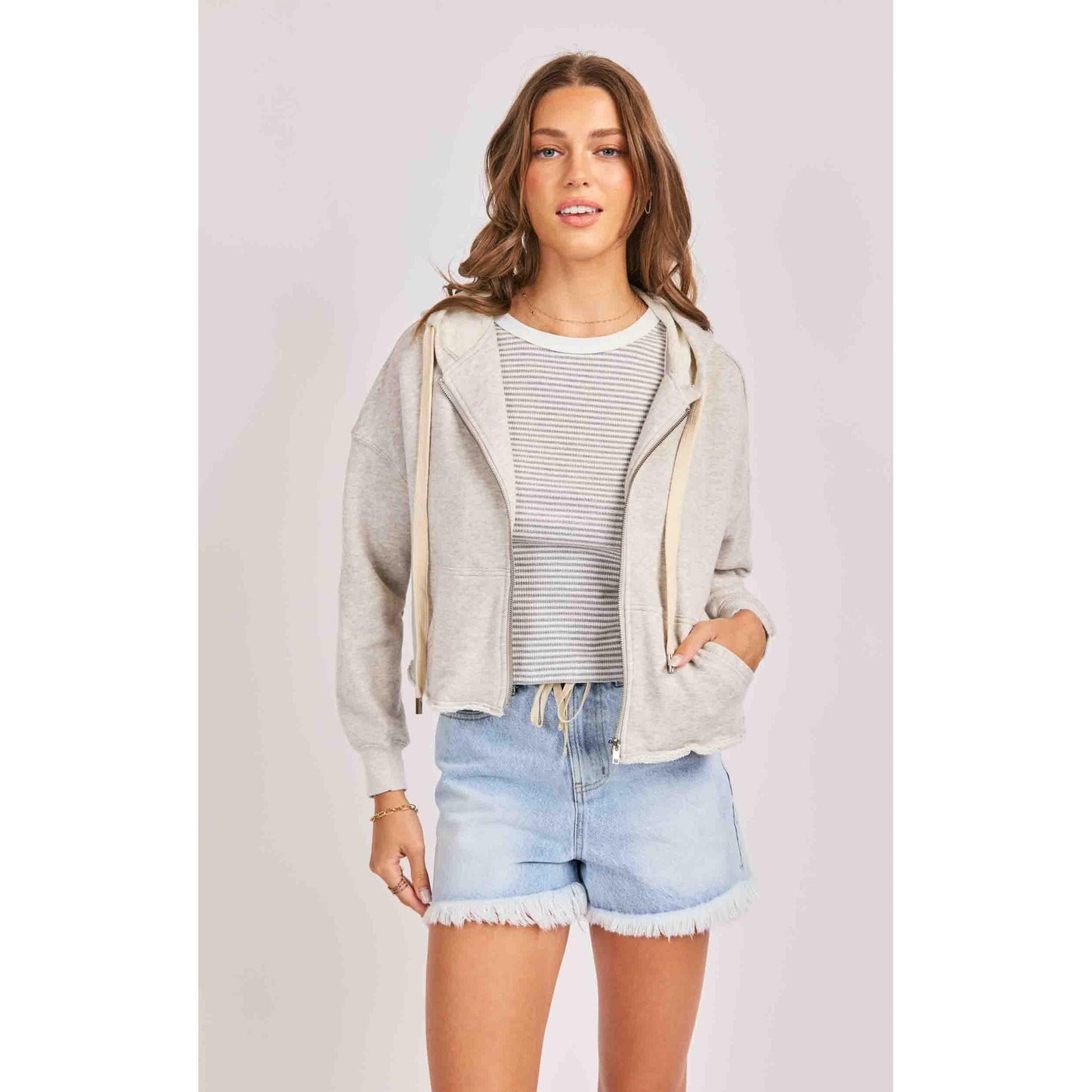 NORA ZIP FRONT HOODIE-LADIES LOUNGE & SLEEPWEAR-SADIE & SAGE-JB Evans Fashions & Footwear