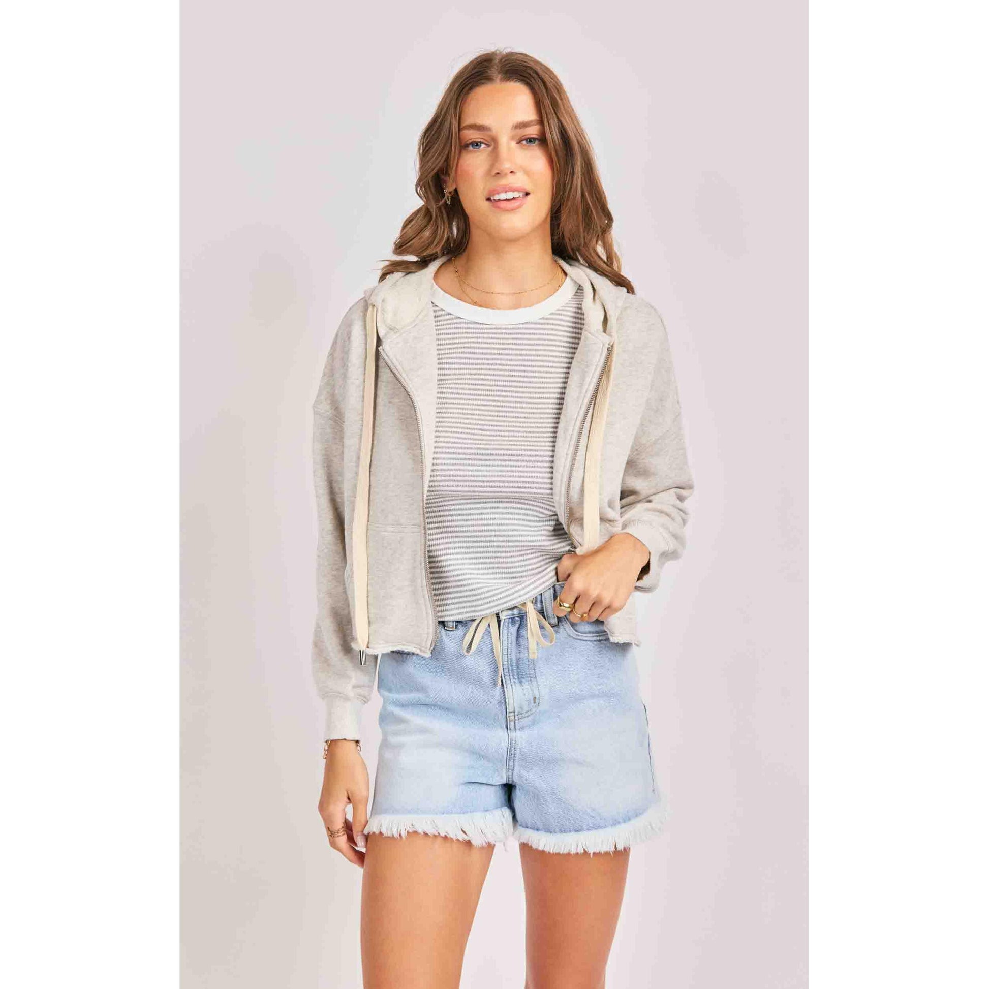NORA ZIP FRONT HOODIE-LADIES LOUNGE & SLEEPWEAR-SADIE & SAGE-JB Evans Fashions & Footwear