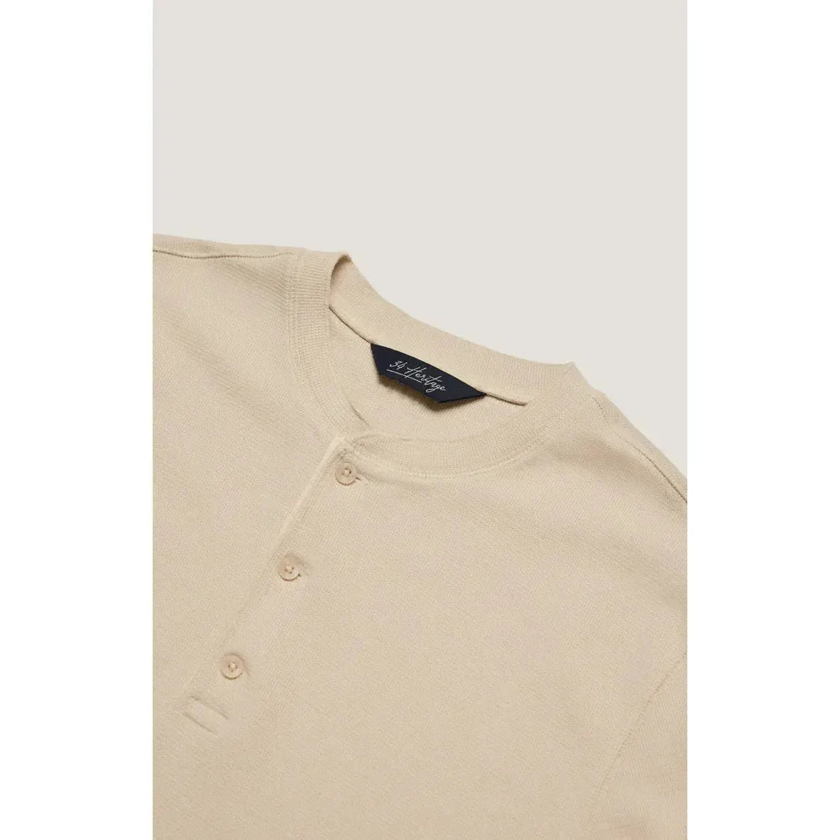 OATMEAL WAFFLE KNIT HENLEY-MENS T-SHIRTS & POLO'S-34 HERITAGE-JB Evans Fashions & Footwear