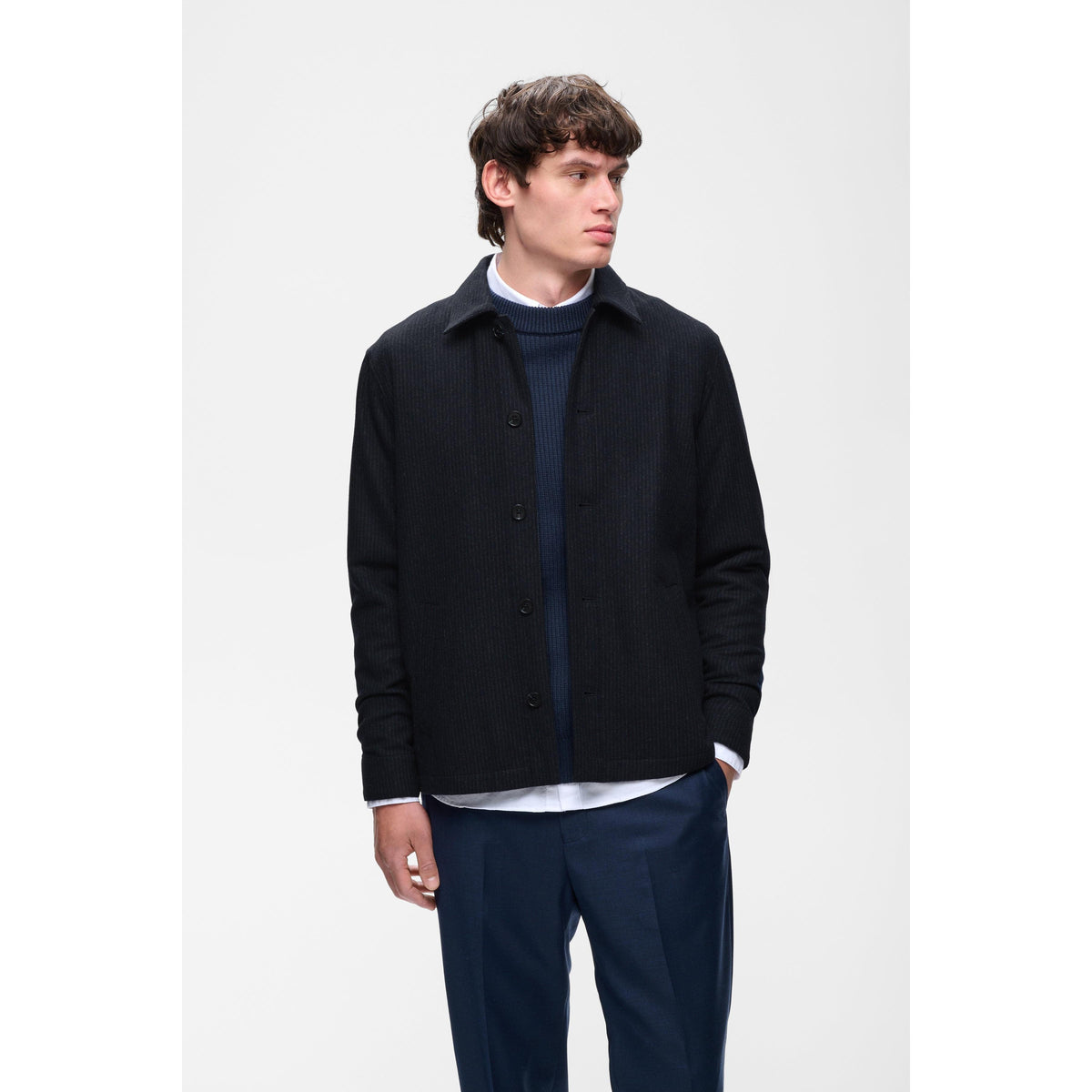 ORIGINAL CHALK STRIPE OVERSHIRT-MENS LIGHTWEIGHT COATS & JACKETS-MATINIQUE-JB Evans Fashions & Footwear
