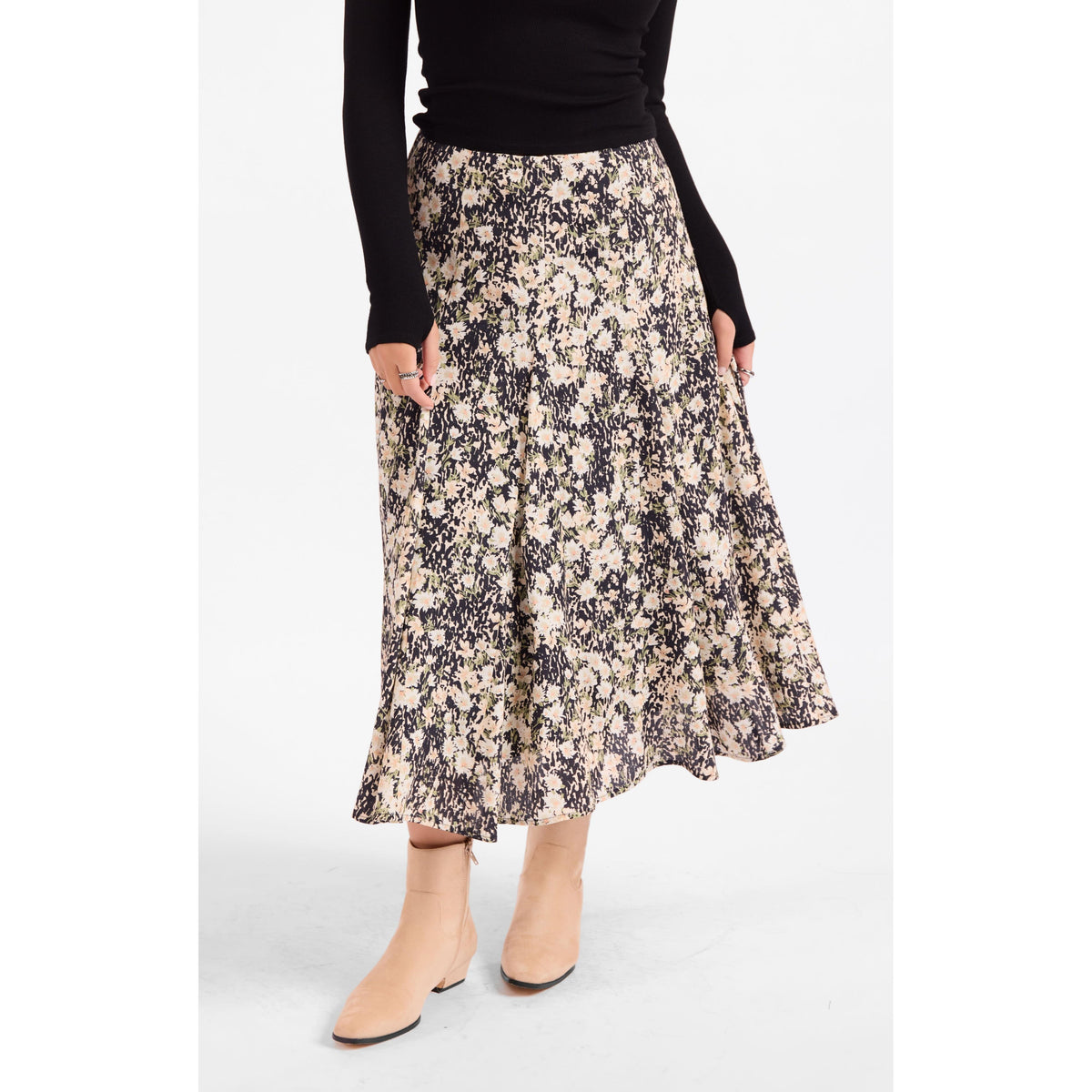 PAINTED FIELDS MIDI SKIRT-LADIES SKIRTS-SADIE & SAGE-JB Evans Fashions & Footwear