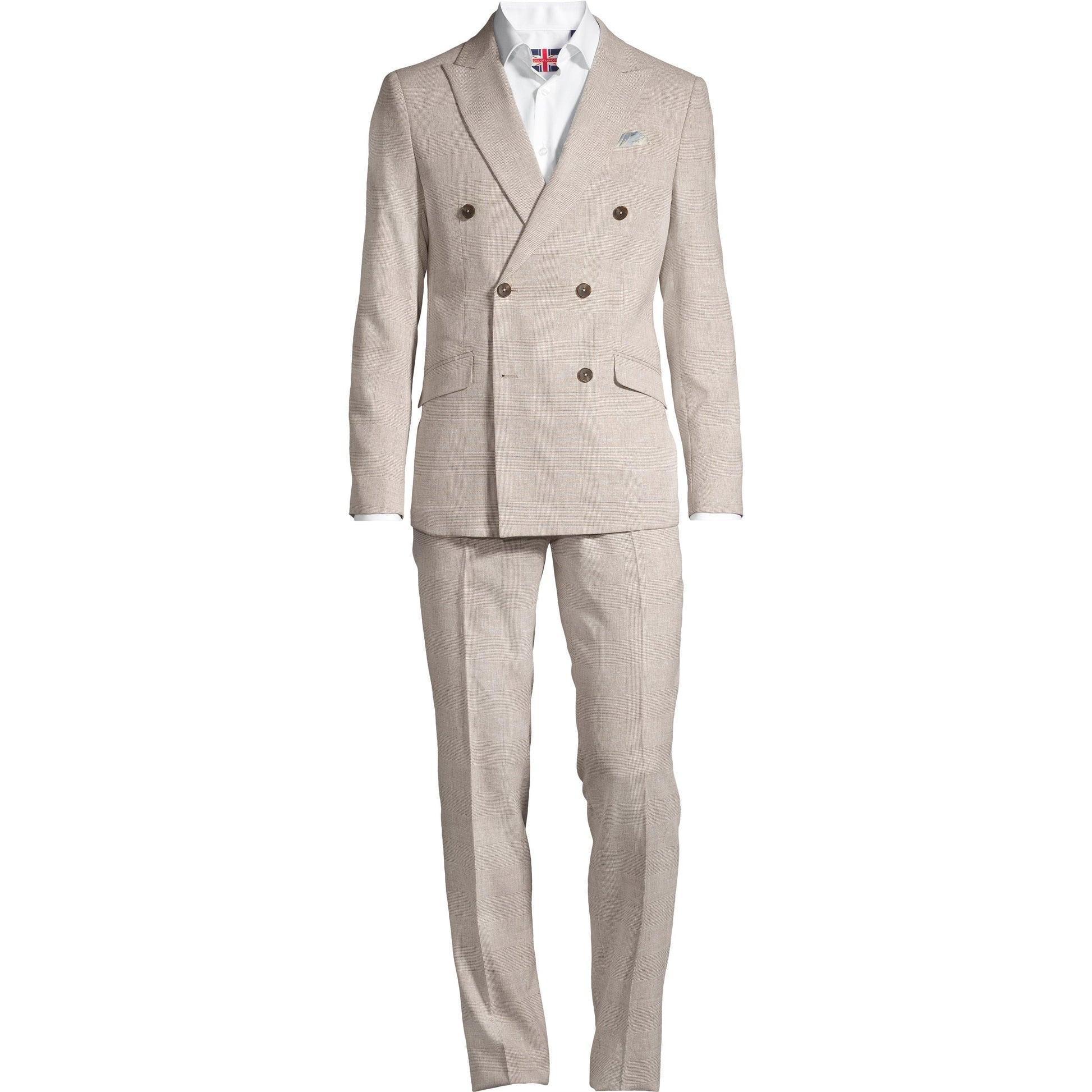 PEAK LAPEL DOUBLE BREAST TONAL CHECK-MENS SUITS-SOUL OF LONDON-JB Evans Fashions & Footwear
