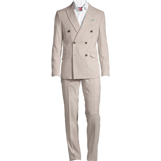 PEAK LAPEL DOUBLE BREAST TONAL CHECK-MENS SUITS-SOUL OF LONDON-JB Evans Fashions & Footwear