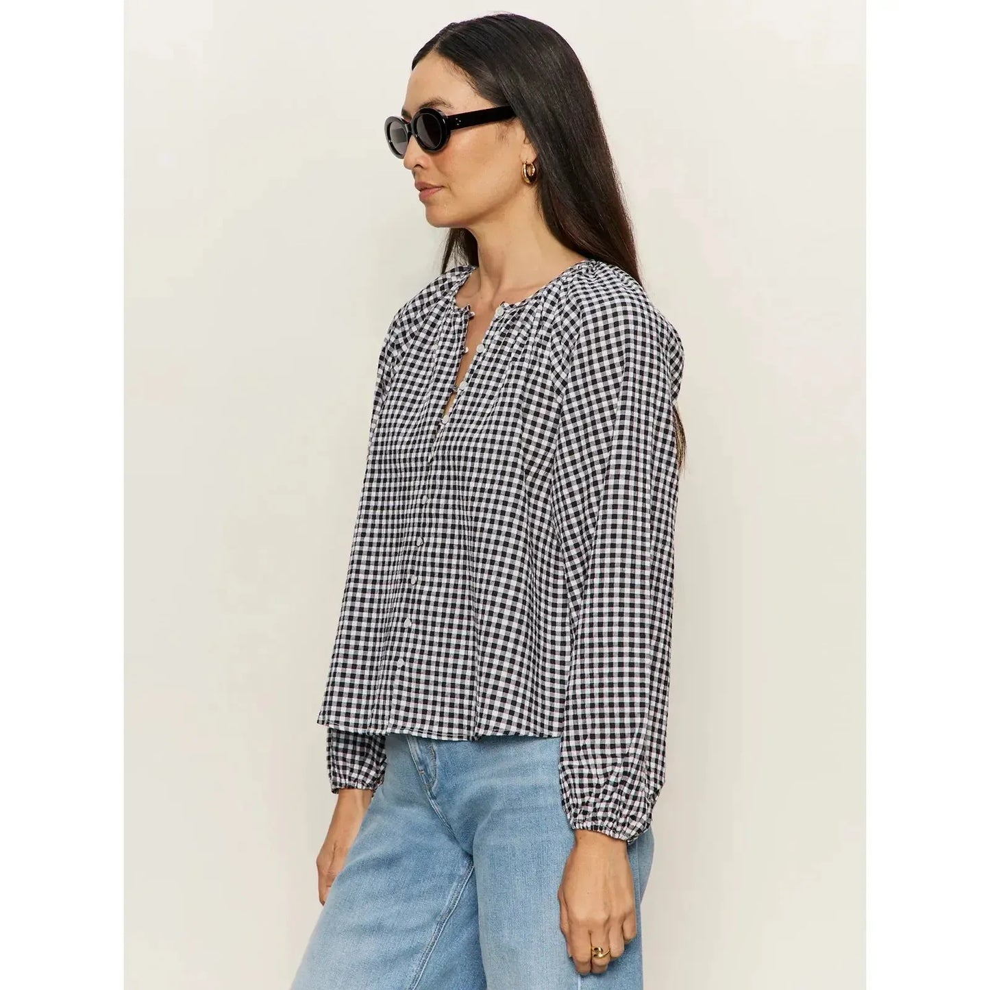 PERFECT GINGHAM BUTTON BLOUSE-LADIES TOPS-SANCTUARY-JB Evans Fashions & Footwear