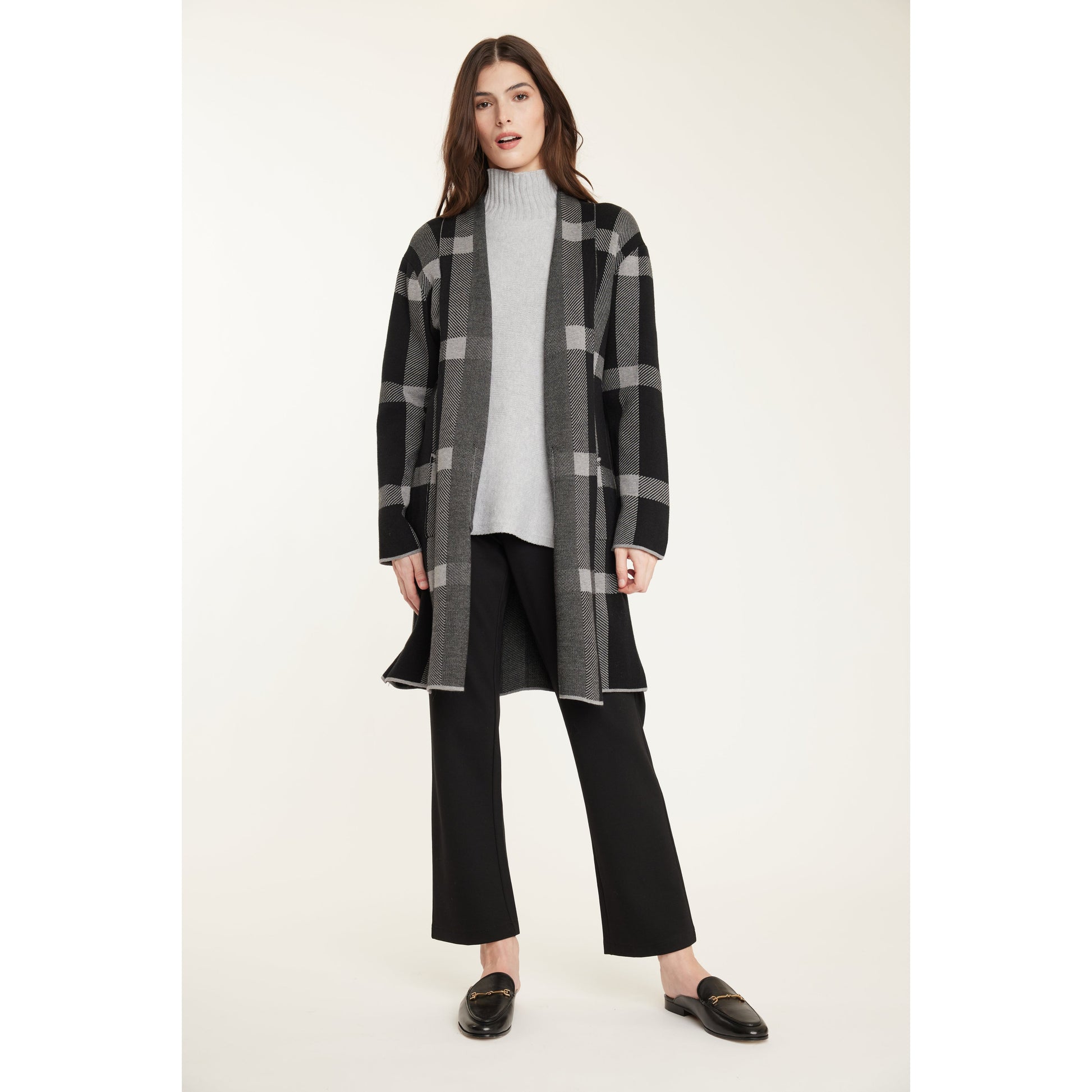 PLAID KNIT CAR COAT-LADIES LIGHTWEIGHT COATS & JACKETS-PISTACHE-JB Evans Fashions & Footwear