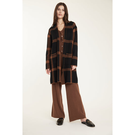 PLAID KNIT CAR COAT-LADIES LIGHTWEIGHT COATS & JACKETS-PISTACHE-JB Evans Fashions & Footwear