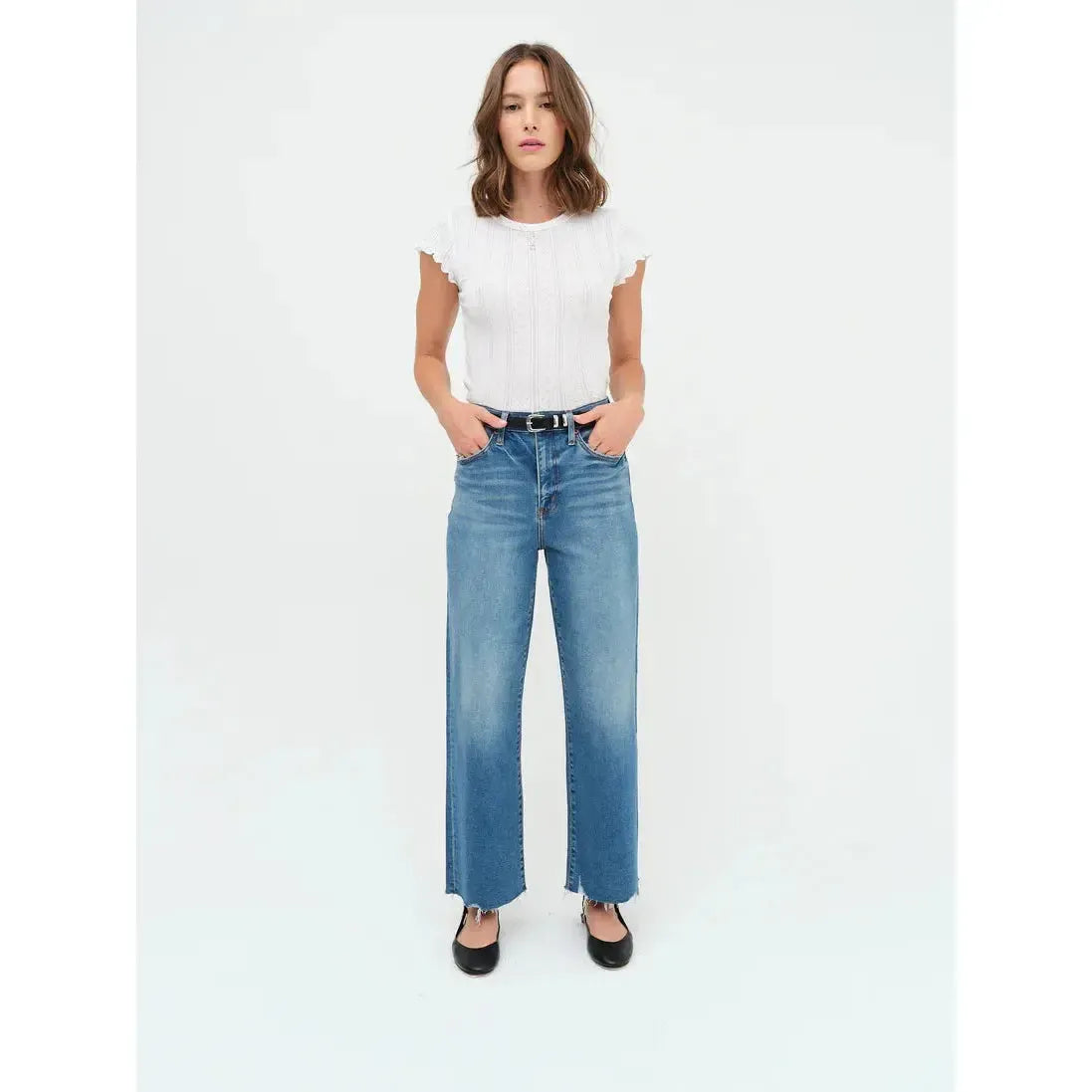 PLEASER HIGH RISE WIDE ANKLE VIBE CHECK-LADIES DENIM-DAZE-JB Evans Fashions & Footwear