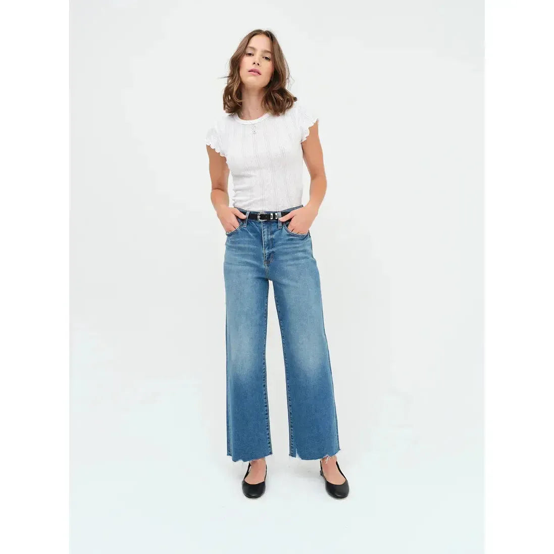 PLEASER HIGH RISE WIDE ANKLE VIBE CHECK-LADIES DENIM-DAZE-JB Evans Fashions & Footwear