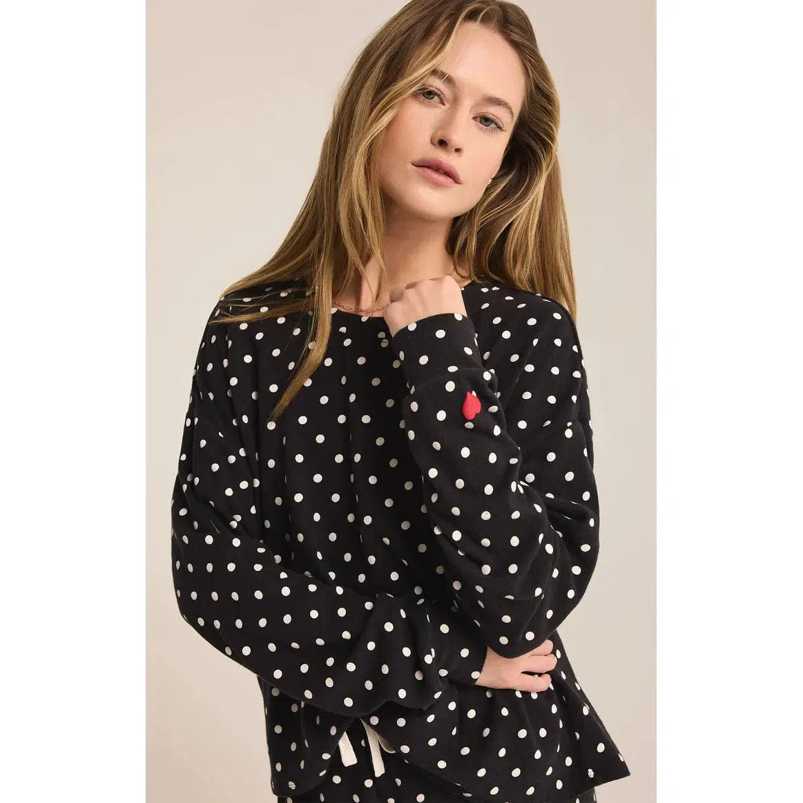 POLKA DOT BRUSHED KNIT TOP-LADIES LOUNGE & SLEEPWEAR-Z SUPPLY LOUNGE-JB Evans Fashions & Footwear