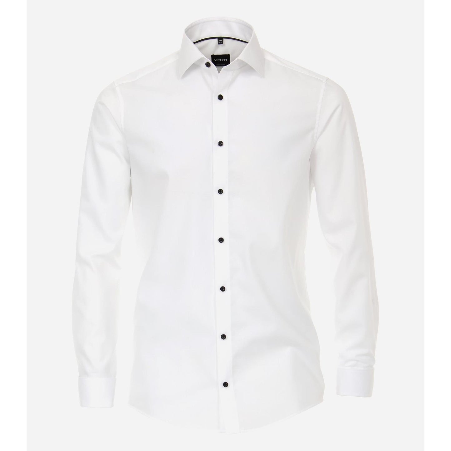 POPLIN BLACK BUTTON FRENCH CUFF-MENS DRESS SHIRTS-VENTI-JB Evans Fashions & Footwear