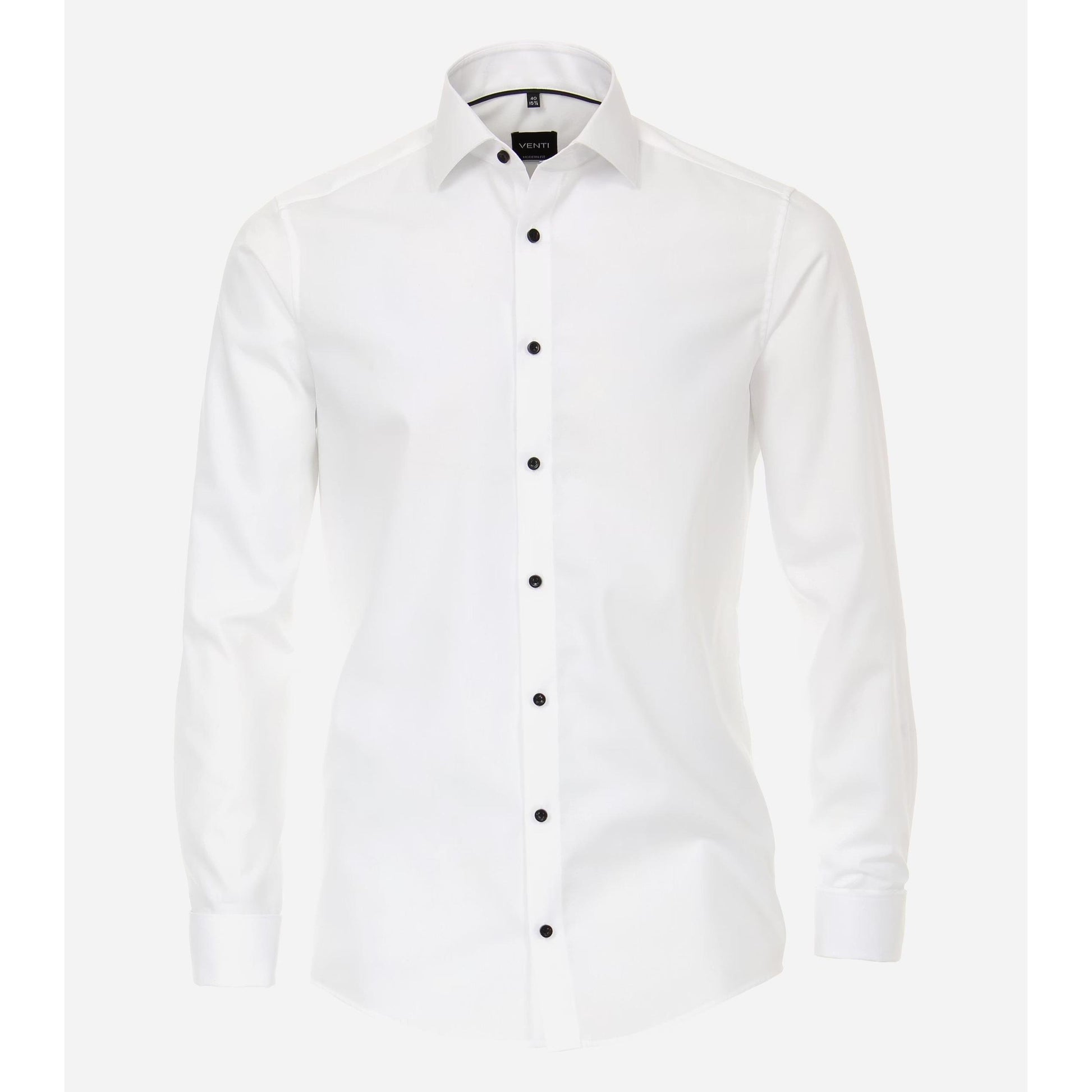 POPLIN BLACK BUTTON FRENCH CUFF-MENS DRESS SHIRTS-VENTI-JB Evans Fashions & Footwear
