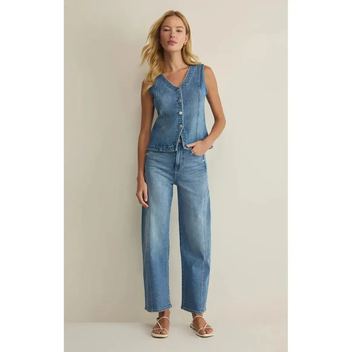 PORTO DENIM VEST-LADIES TOPS-Z SUPPLY-JB Evans Fashions & Footwear