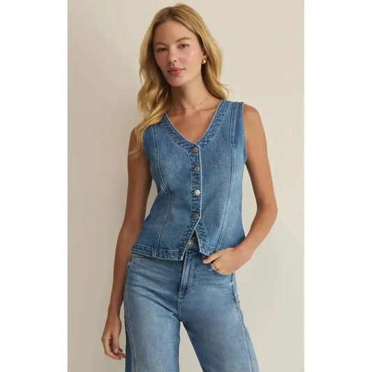 PORTO DENIM VEST-LADIES TOPS-Z SUPPLY-JB Evans Fashions & Footwear