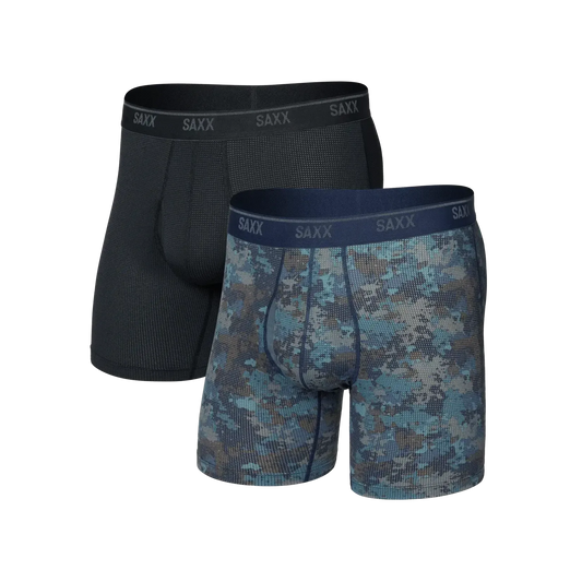 QUEST QUICK DRY MESH BOXER BRIEF FLY 2PK-MENS UNDERWEAR-SAXX UNDERWEAR-JB Evans Fashions & Footwear