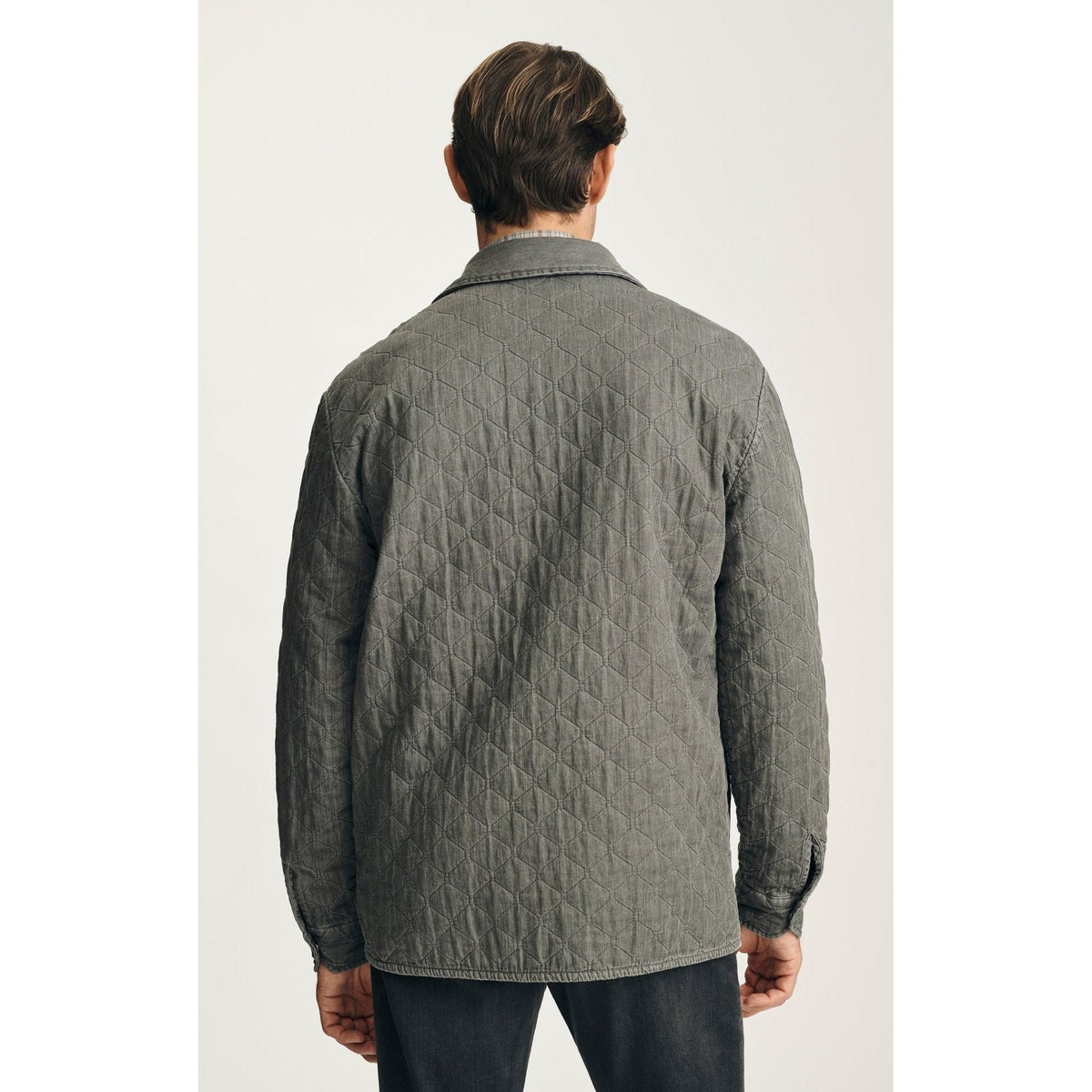 QUILTED OVERSHIRT DARK GRAY-MENS LIGHTWEIGHT COATS & JACKETS-34 HERITAGE-JB Evans Fashions & Footwear