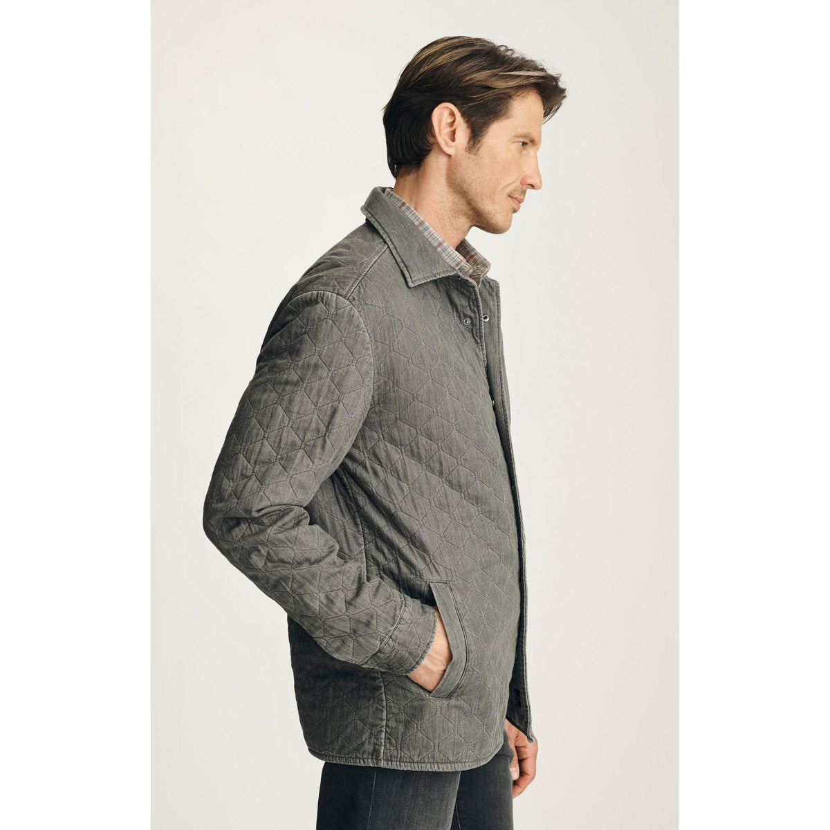 QUILTED OVERSHIRT DARK GRAY-MENS LIGHTWEIGHT COATS & JACKETS-34 HERITAGE-JB Evans Fashions & Footwear