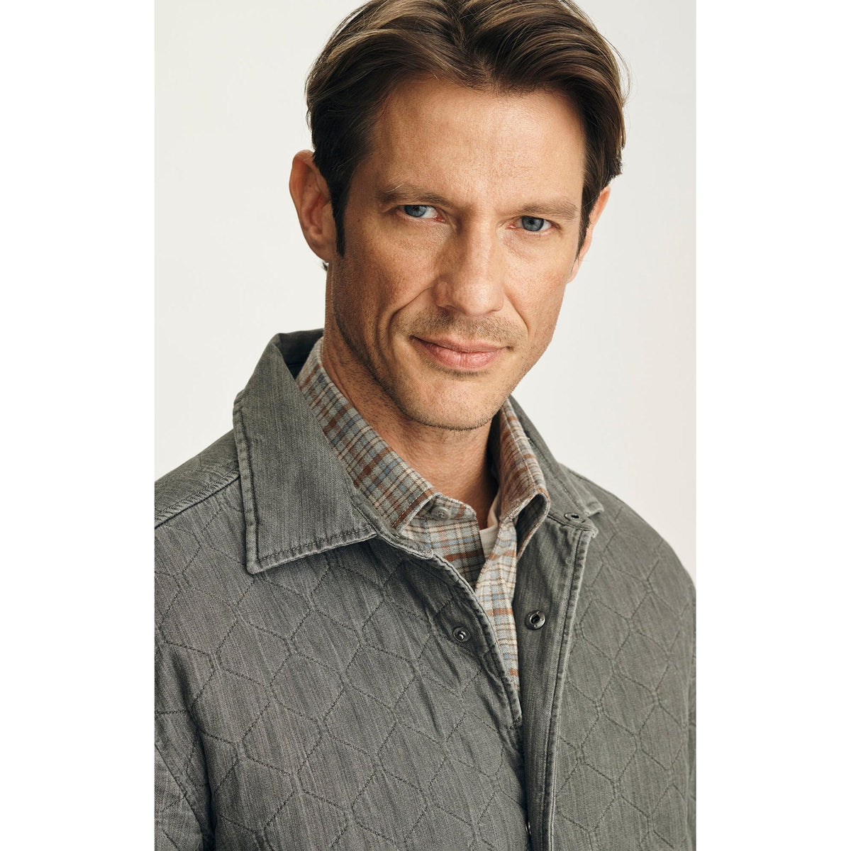 QUILTED OVERSHIRT DARK GRAY-MENS LIGHTWEIGHT COATS & JACKETS-34 HERITAGE-JB Evans Fashions & Footwear