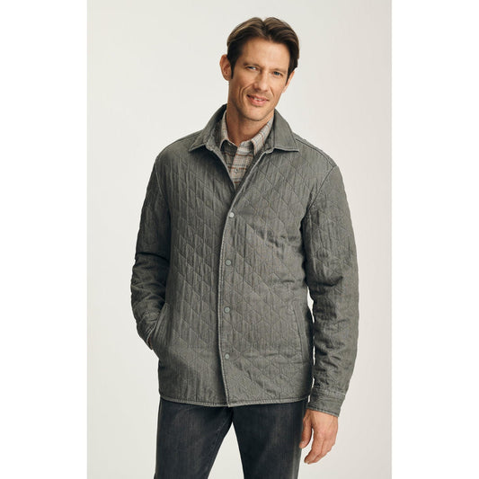 QUILTED OVERSHIRT DARK GRAY-MENS LIGHTWEIGHT COATS & JACKETS-34 HERITAGE-JB Evans Fashions & Footwear