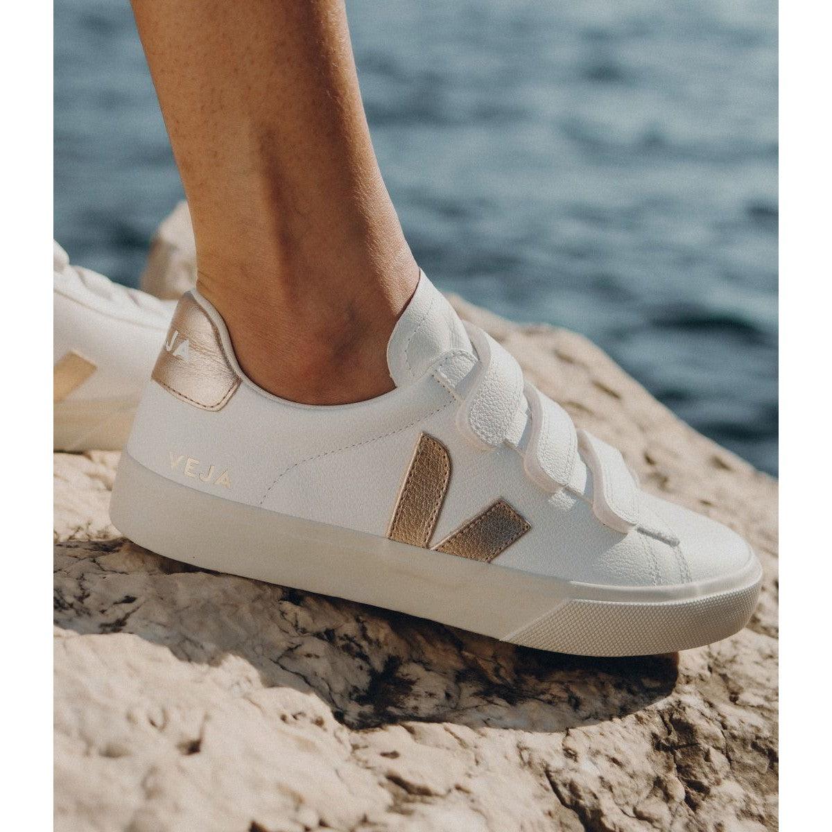 RECIFE LEATHER WHITE PLATINE-LADIES SNEAKERS-VEJA-JB Evans Fashions & Footwear