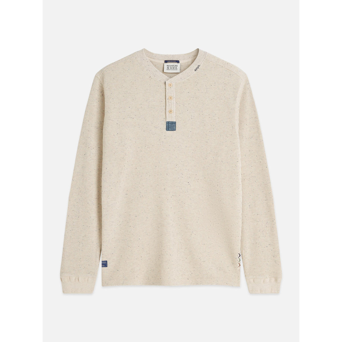 REGULAR FIT MELANGE KNIT HENLEY-MENS T-SHIRTS & POLO'S-SCOTCH & SODA-JB Evans Fashions & Footwear
