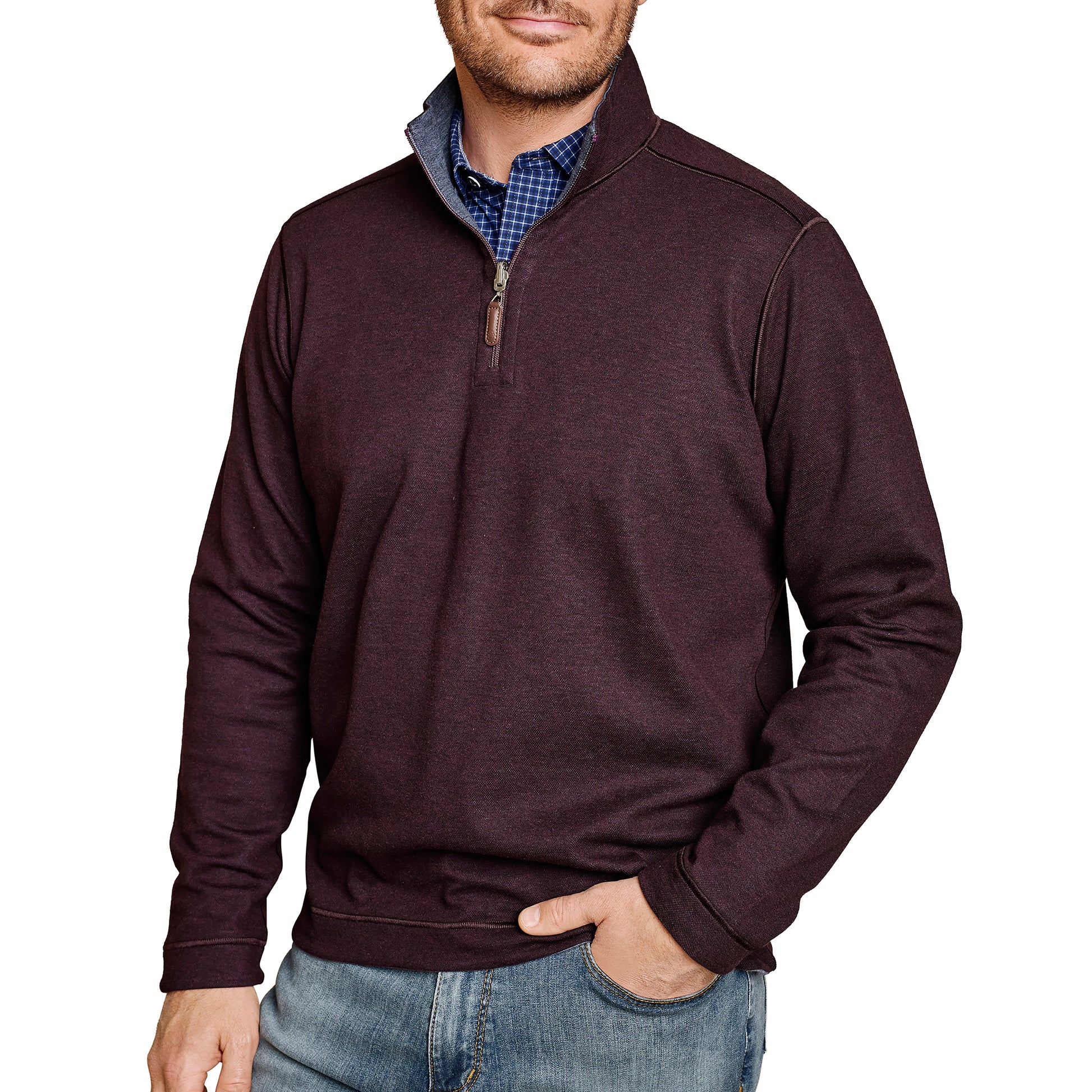 REVERSIBLE QUARTER ZIP-MENS SWEATERS & KNITS-JOHNSTON & MURPHY-JB Evans Fashions & Footwear