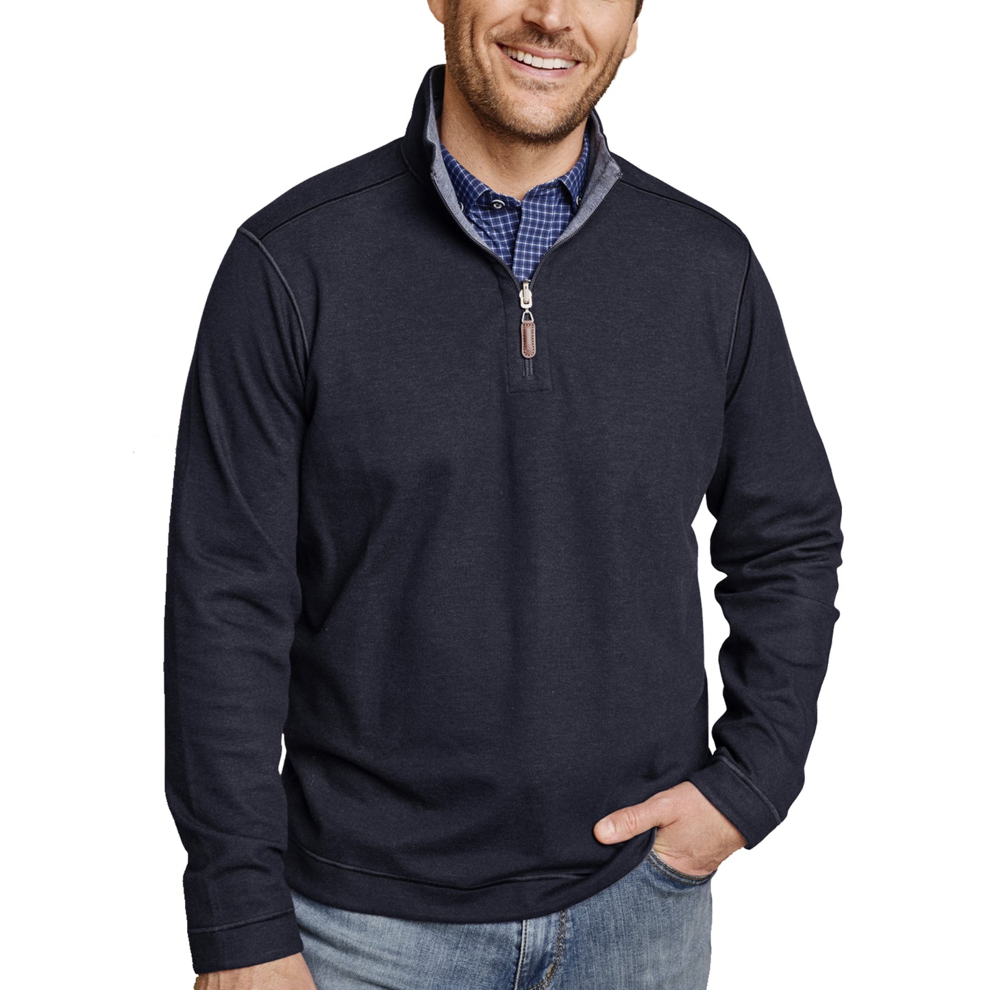 REVERSIBLE SOLID QUARTER ZIP-MENS SWEATERS & KNITS-JOHNSTON & MURPHY-JB Evans Fashions & Footwear